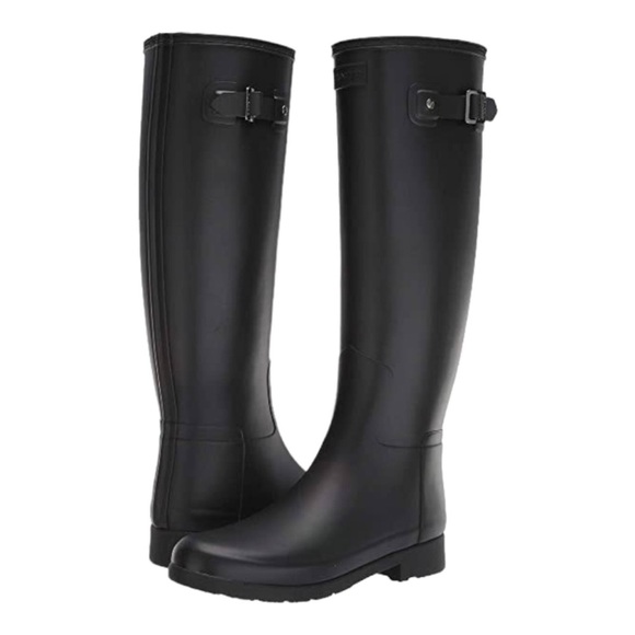HUNTER Creeper Matte Black label tall boots classic timeless capsule chic - Picture 3 of 9